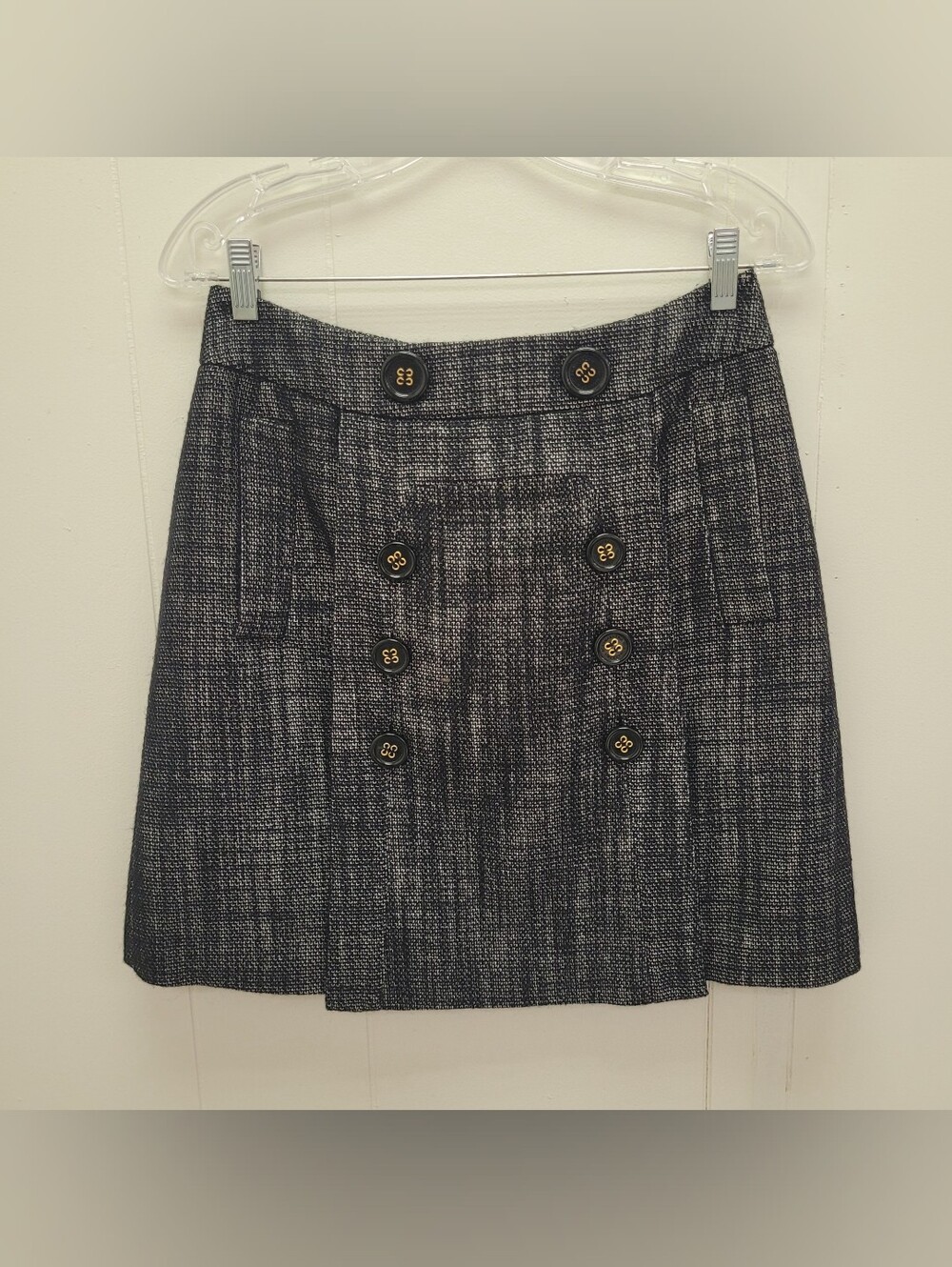 BCBGMaxAzria "Penny" Military Style Tweed A-Line Skirt